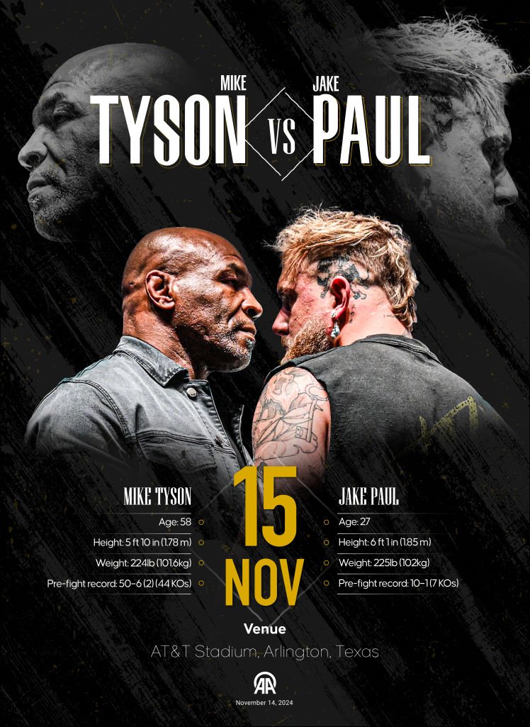 Tyson and Paul will be fighting on Netflix. Credit: Ufuk Celal Guzel/Anadolu/Getty