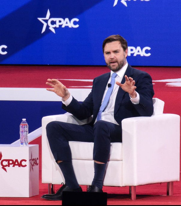 JD Vance has been mocked for his choice of trousers. Credit: Alex Wong / Staff