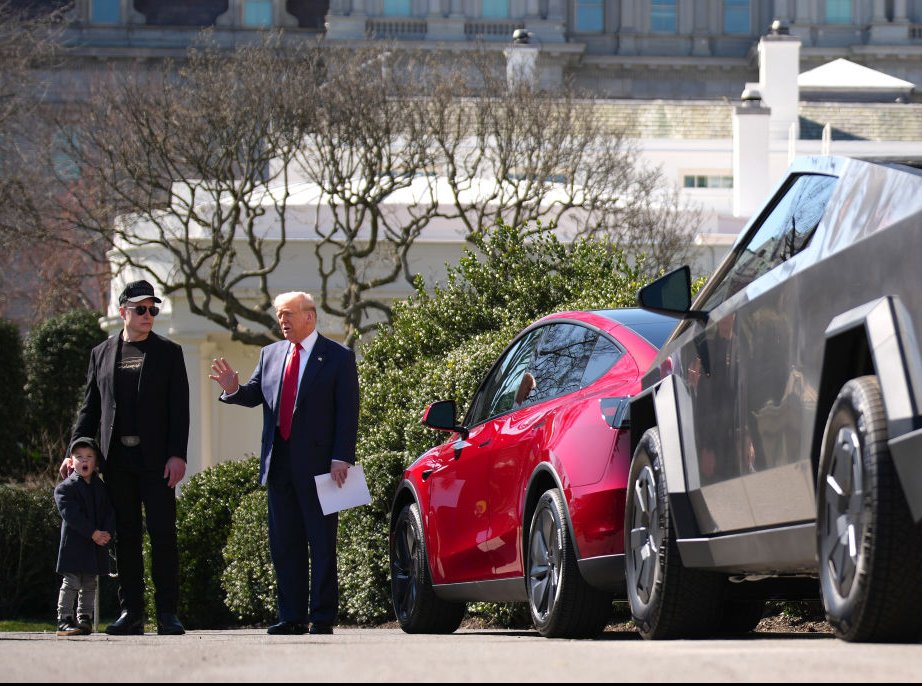 Trump condemned the ongoing protests against Telsa. Credit: Andrew Harnik/Getty Images