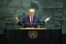 President Donald Trump speaks during the United Nations General Assembly (UNGA) at the United Nations headquarters on September 23, 2025 in New York City. 