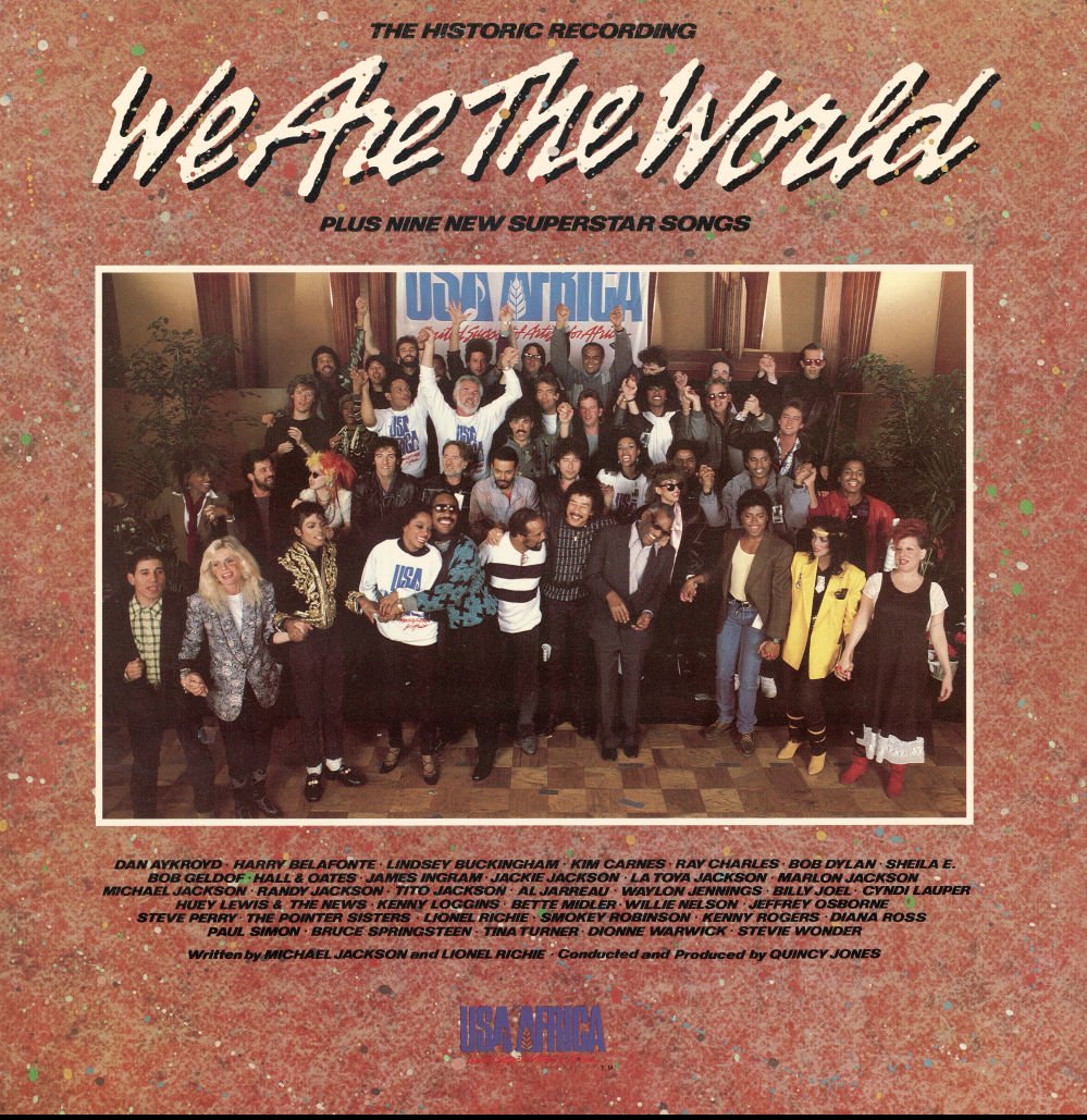 'We Are The World' was charity single recorded for Africa in 1985, and written by Michael Jackson and Lionel Ritchie. Credit: Blank Archives / Getty Images.
