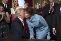 Melania made headlines with her powder blue dress and bolero for her husband’s inauguration in 2017.