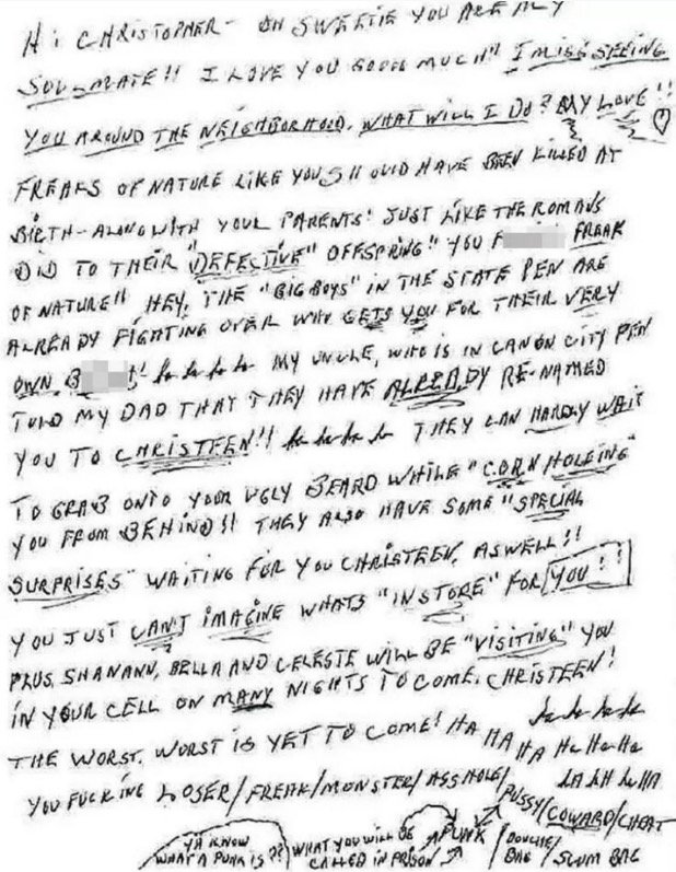 One writer described Watts as her 'soulmate' in her letter to him while in prison. Credit: Weld County District Attorney