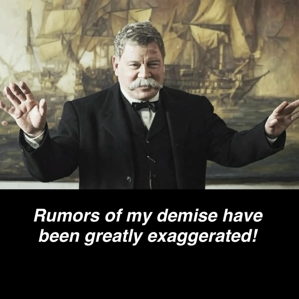 Shatner shared a little joke about his health online. Credit: Instagram