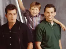 Angus T. Jones with Jon Cryer and Charlie Sheen. Credit: CBS