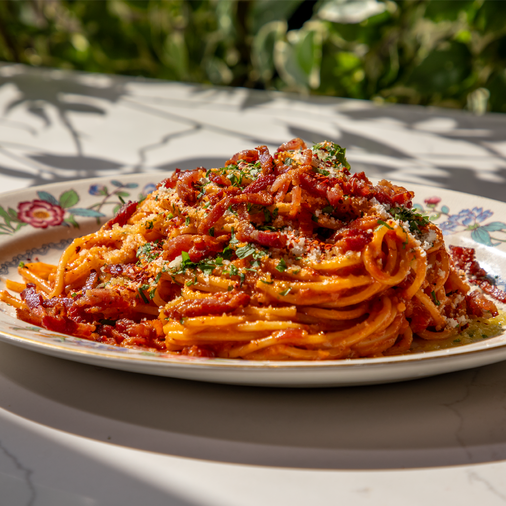 Smokey Bacon & Tomato Spaghetti Amatriciana