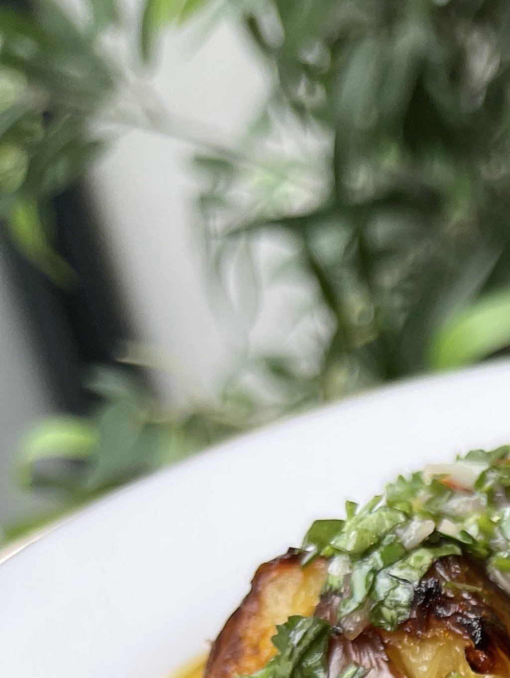 Chimichurri and Romesco Smashed Potato Salad