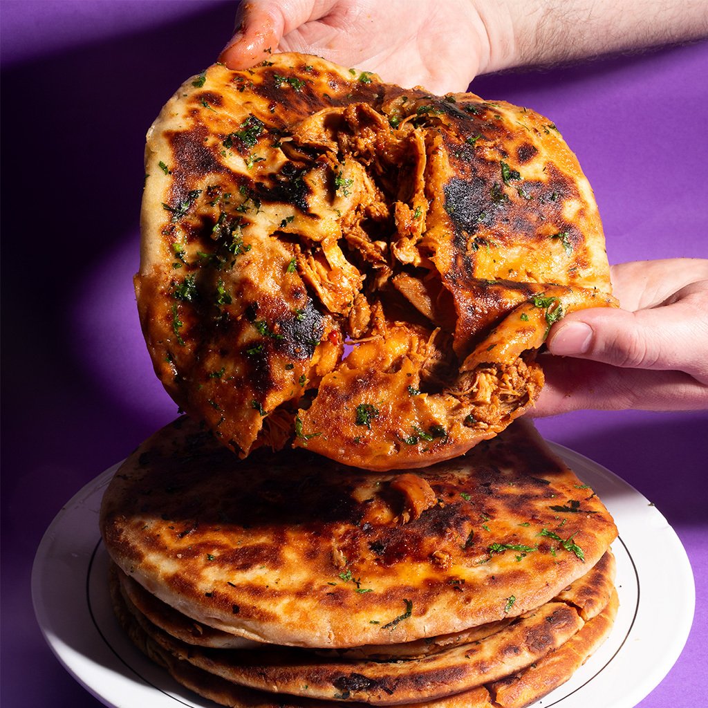 Chicken Vindaloo Stuffed Garlic Naan Bread